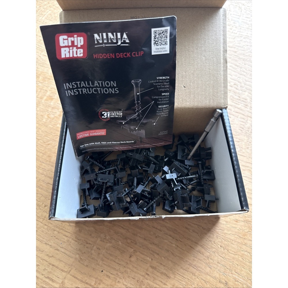 Grip-Rite Ninja Hidden Deck Clip 316 SS Color-Coated 49 Pack T-15